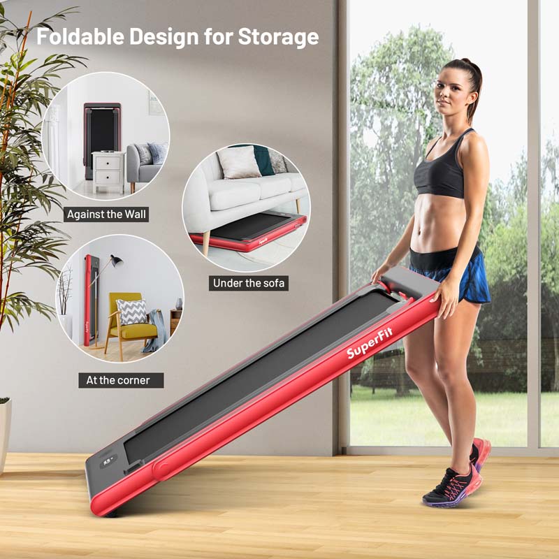 2 In 1 Folding Treadmill, 2.25 HP, 40 in x 16 in Running Area, Dual Display And App Control