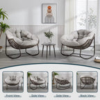 Outdoor Papasan Rocking Chair With Thick Cushion, Grey - 43.70in D x 37.20in W x 31.50in H