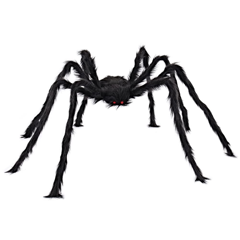 Joyfy 5 ft Scary Giant Spider Halloween Decorations Outdoor, Poseable Spider Lifelike Hairy Prop for Yard, Haunted House, Tree or Porch Party Decorations