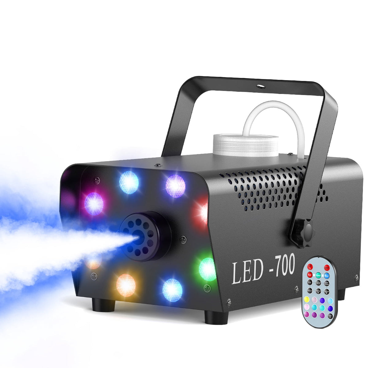Fog Machine 1200W and 6000CFM Smoke Machine with Wireless Remote Control and 6 Colorful LED Lights for Christmas Thanksgiving Wedding Stage Effect DJ Disco Party Stage