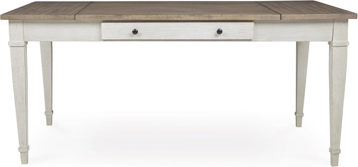 Signature Design by Ashley Rectangular Dining Table With Storage, White & Light Brown, 36in W x 66in D x 30.25in H - Skempton