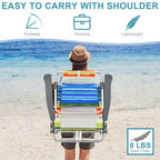 2-Pack 5-Position Outdoor Folding Backpack Beach Chairs With Side Table Set