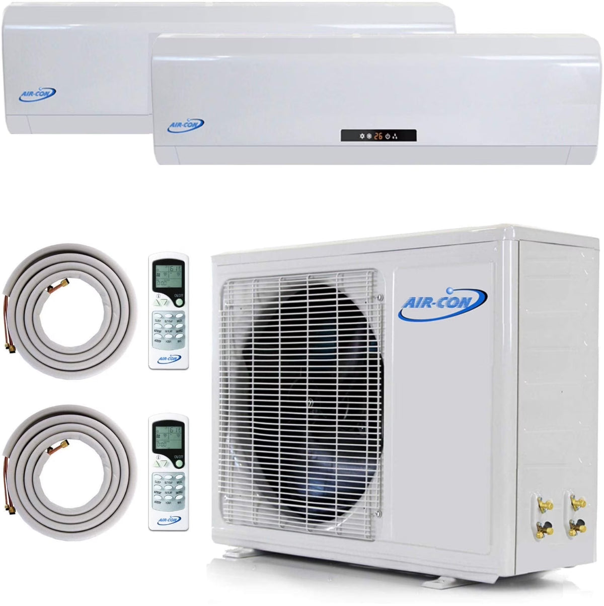 2 Zone Ductless Mini Split Air Conditioner, 9000/12000 BTU, 21 SEER