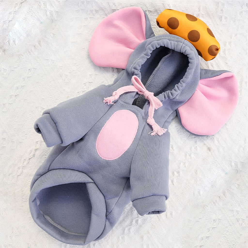 WILLED Halloween Big Ear Mouse Dog Hoodies, Cute Cheese Warm Pet Costume for Small Medium Dogs, French Bulldog, Chihuahua, S (Chest 53cm/ 20.8")