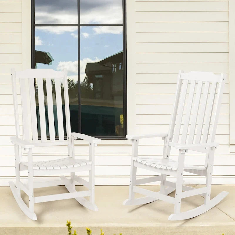 Vrakae Patio High-Back Rocking Chairs, 2-Piece, 21 x 34.6 x 46 Inches