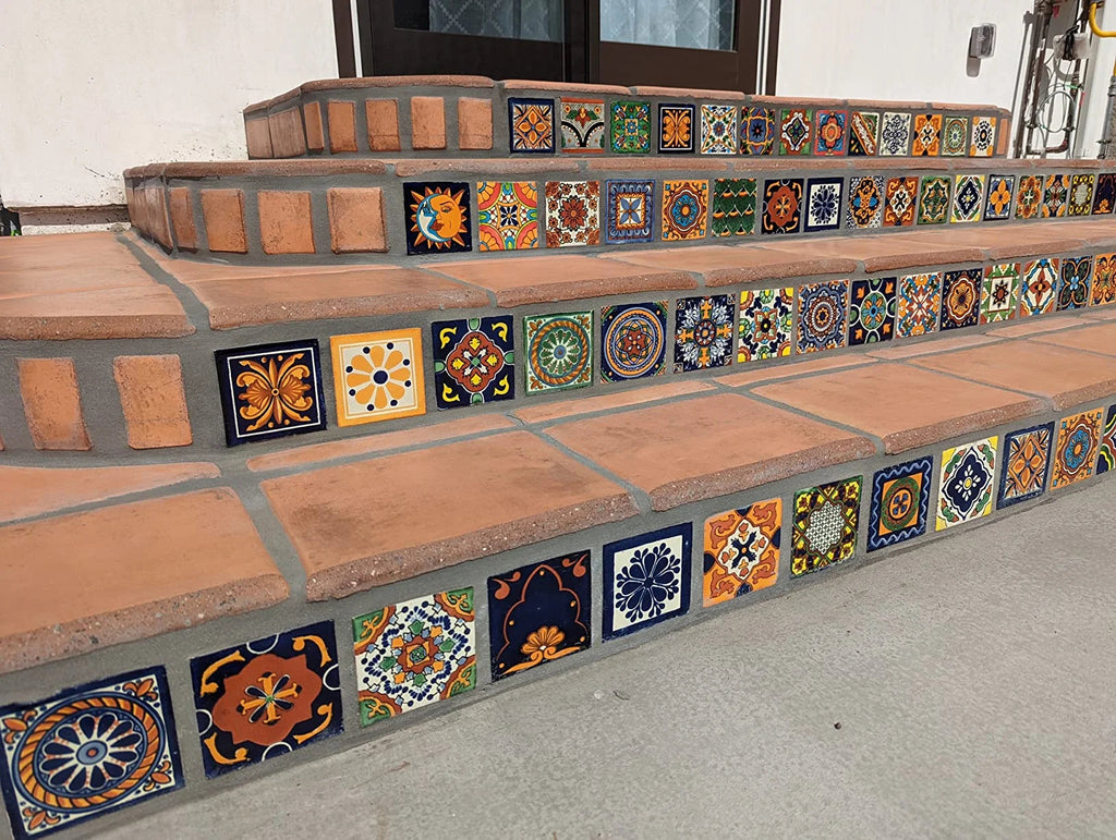 Mexican Talavera Ceramic Tiles 4x4 - 100 Pieces, 10 Designs