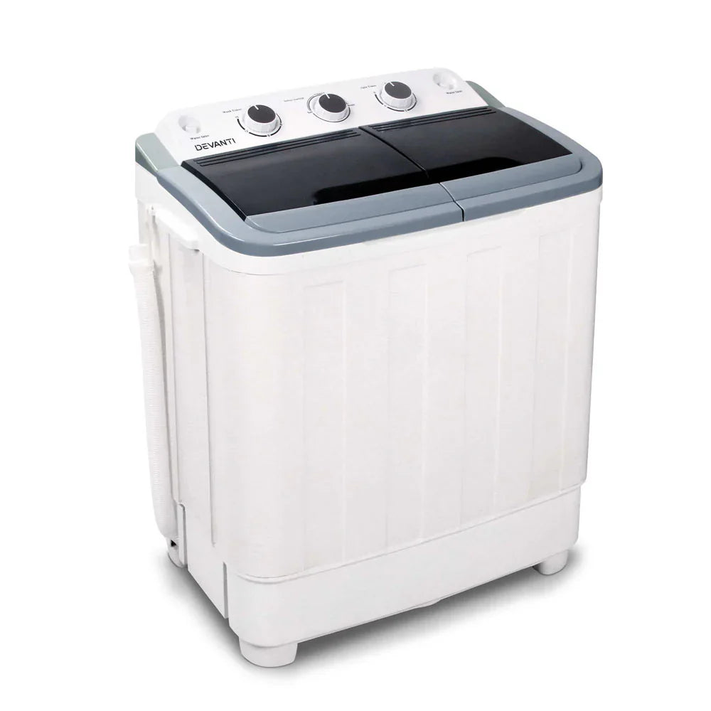 Devanti Twin Tub Portable Washing Machine 5KG - White