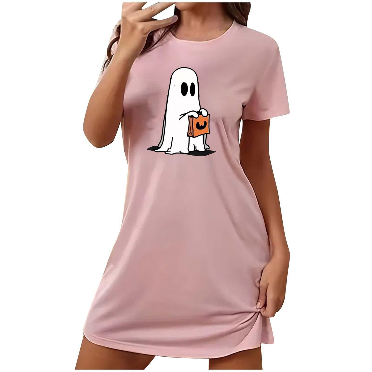 Censtreet Halloween Sleep Shirts for Women Short Sleeve Night Shirts for Sleeping Pullover Nightgown Soft Nightdress