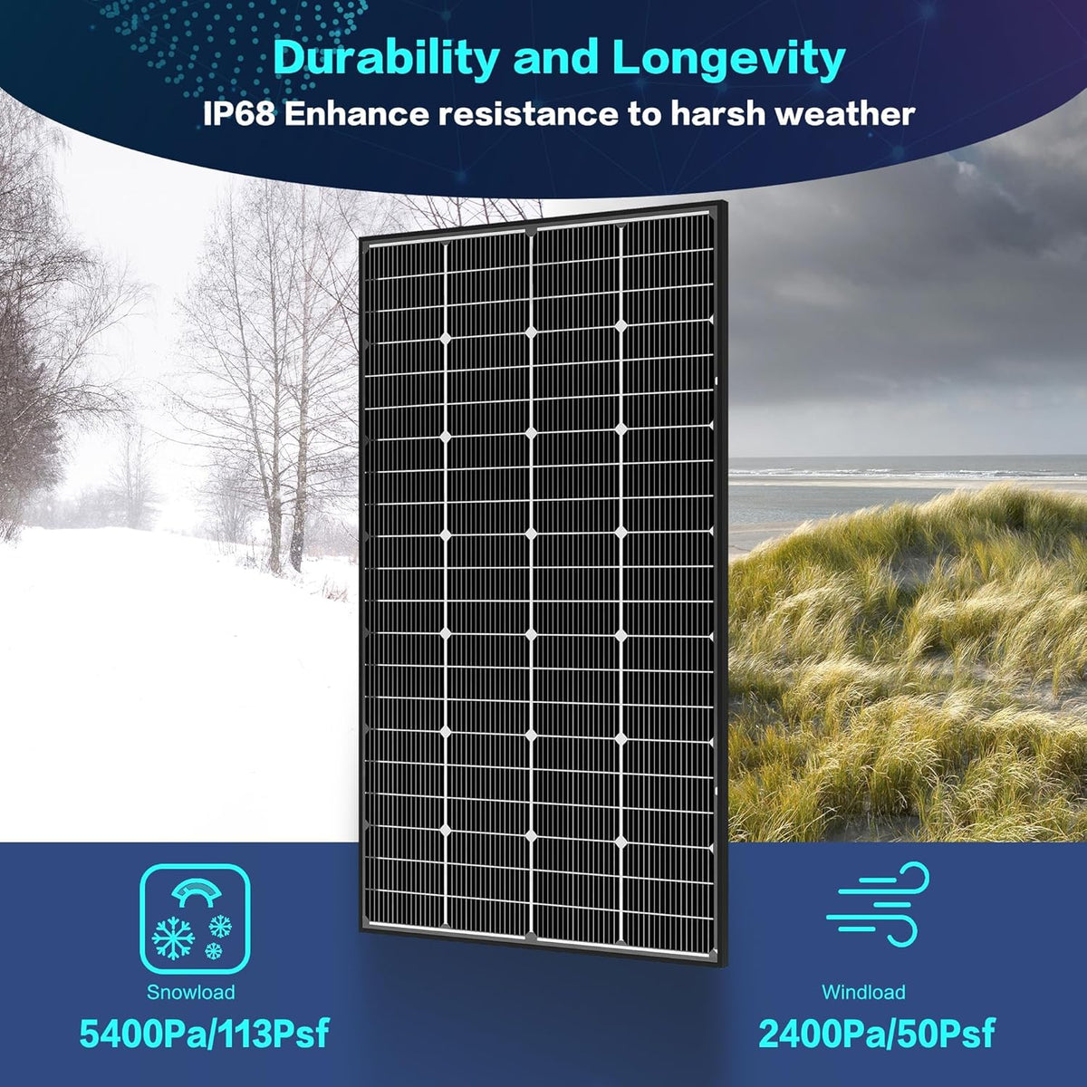 JJN Bifacial Solar Panels, 2 Pcs 200W, 12V, 16BB N-Type - 400W