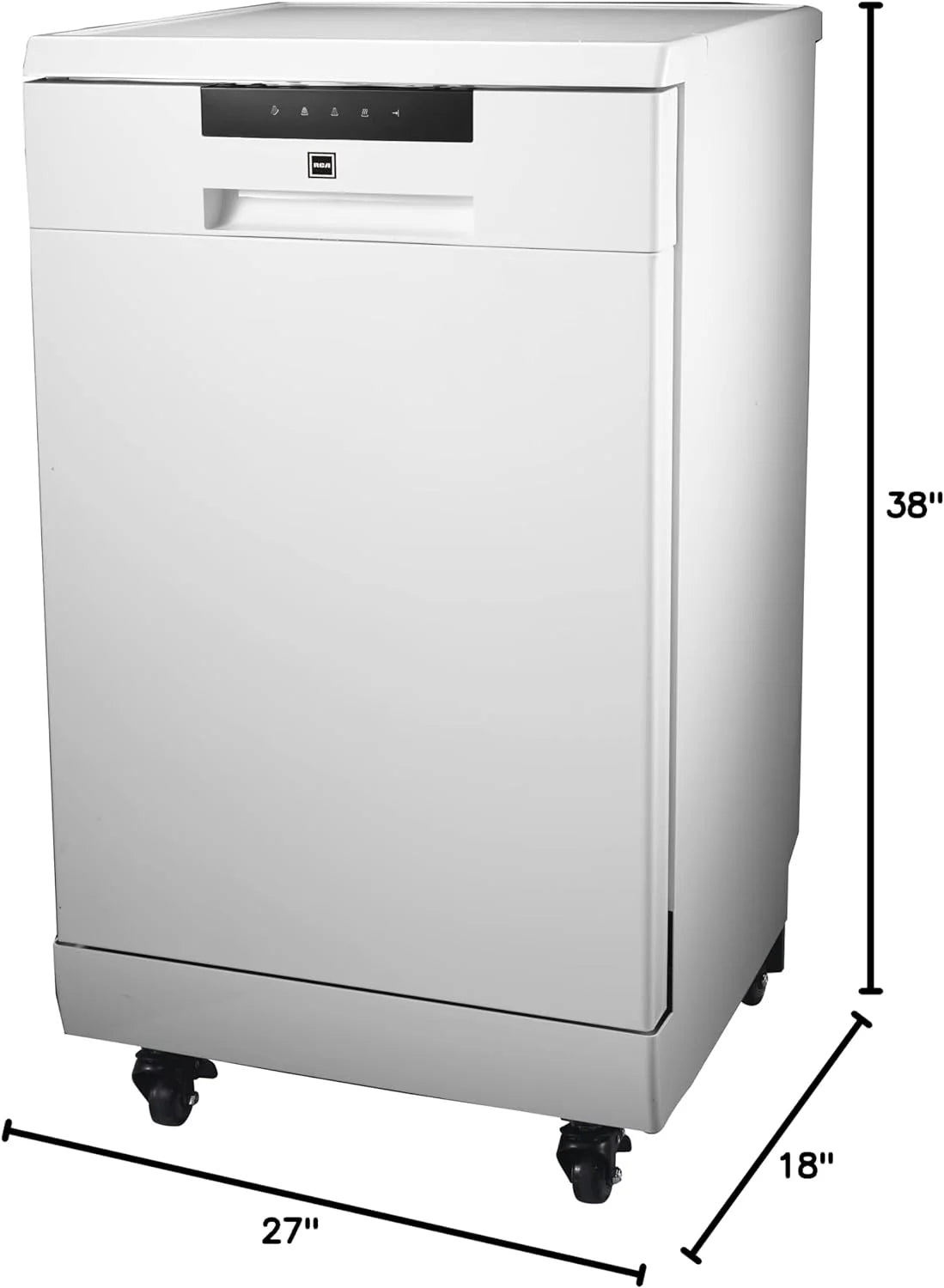 RCA Portable Dishwasher, 18in Wide, 8 Place Settings, White - RDW1809-WHITE