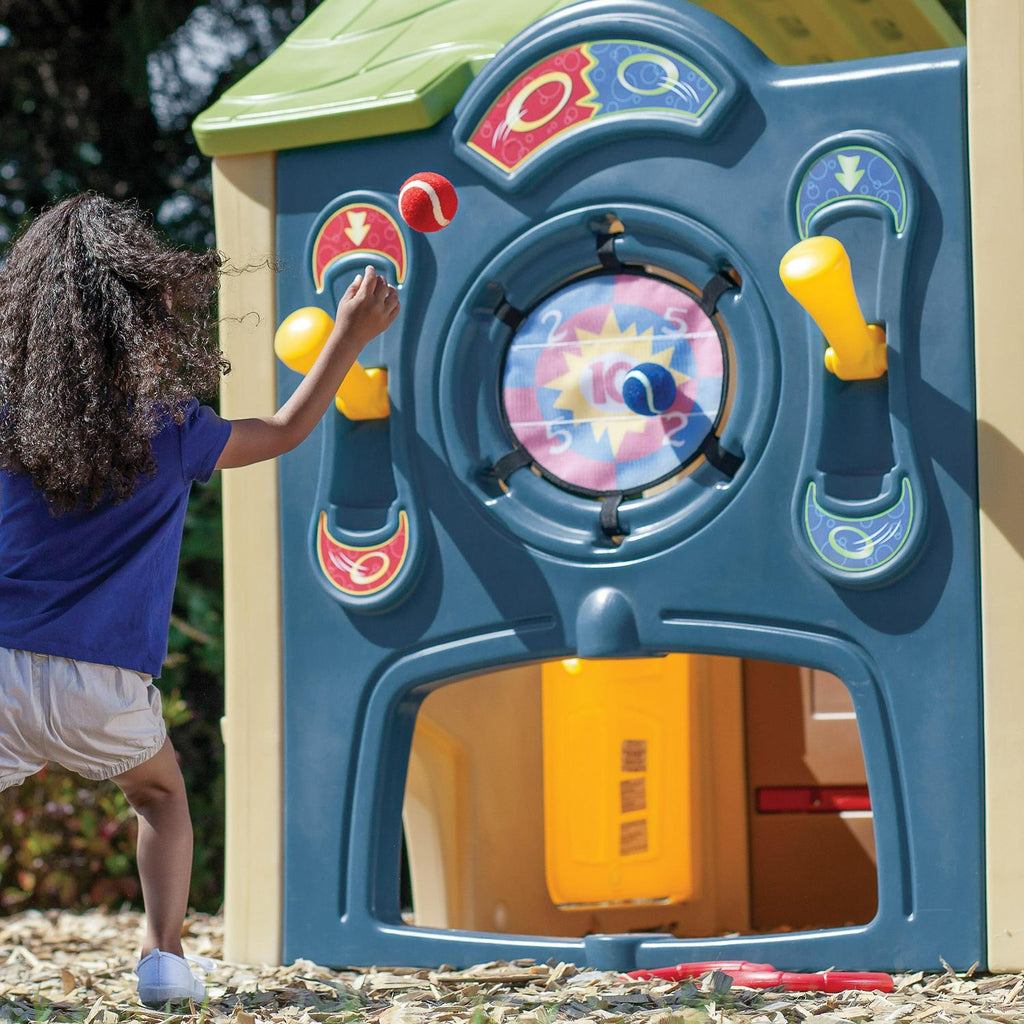 Step2 Neighborhood Fun Center Brown Plastic Playhouse With Slide - 851000