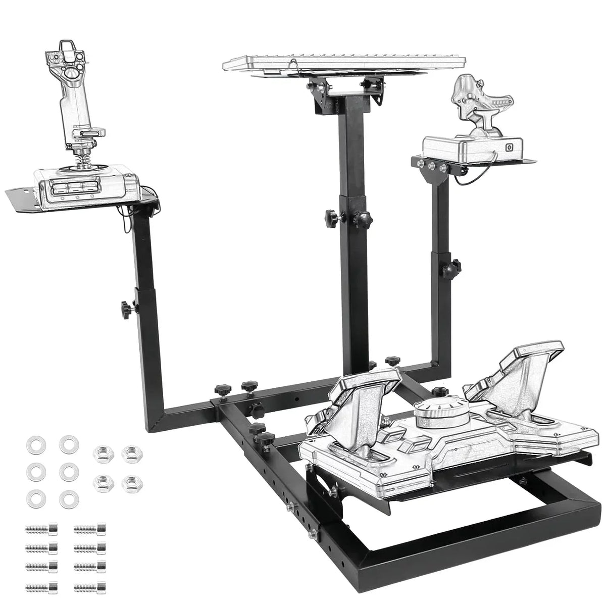 Marada Flight Simulator and Racing Wheel Stand, Adjustable, Carbon Steel - Fits Thrustmaster HOTAS Warthog