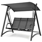 3-Person Aluminum Outdoor Patio Porch Swing Chair Bench Glider With Adjustable Canopy - Gray