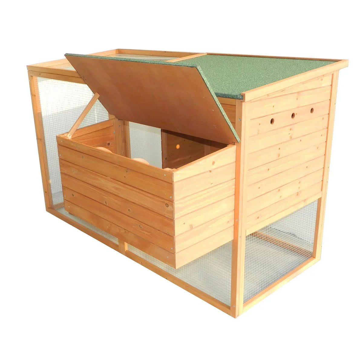 PawHut 64in Large Wooden Chicken Coop Kit With Outdoor Run And Nesting Box