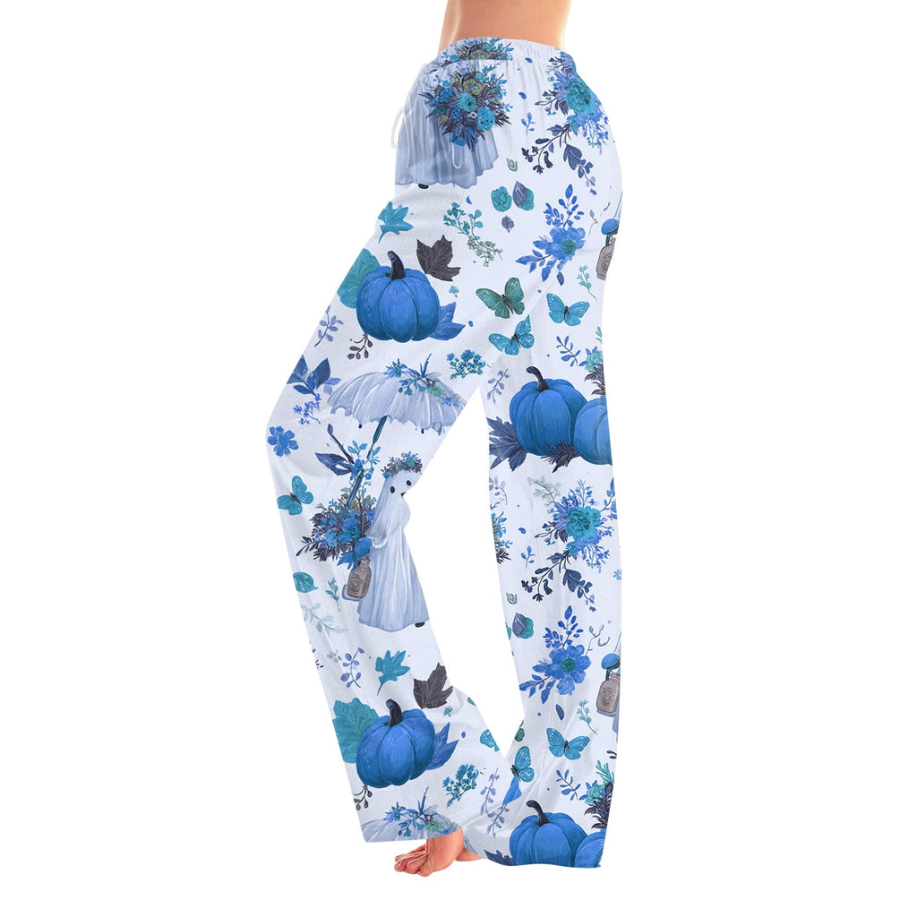 Fabrcox Halloween Womans Pajama Pants Ghost Pumpkin Candy Sleep Pants Women Fall Winter Festival Soft Lounge Pants for Women Khaki S