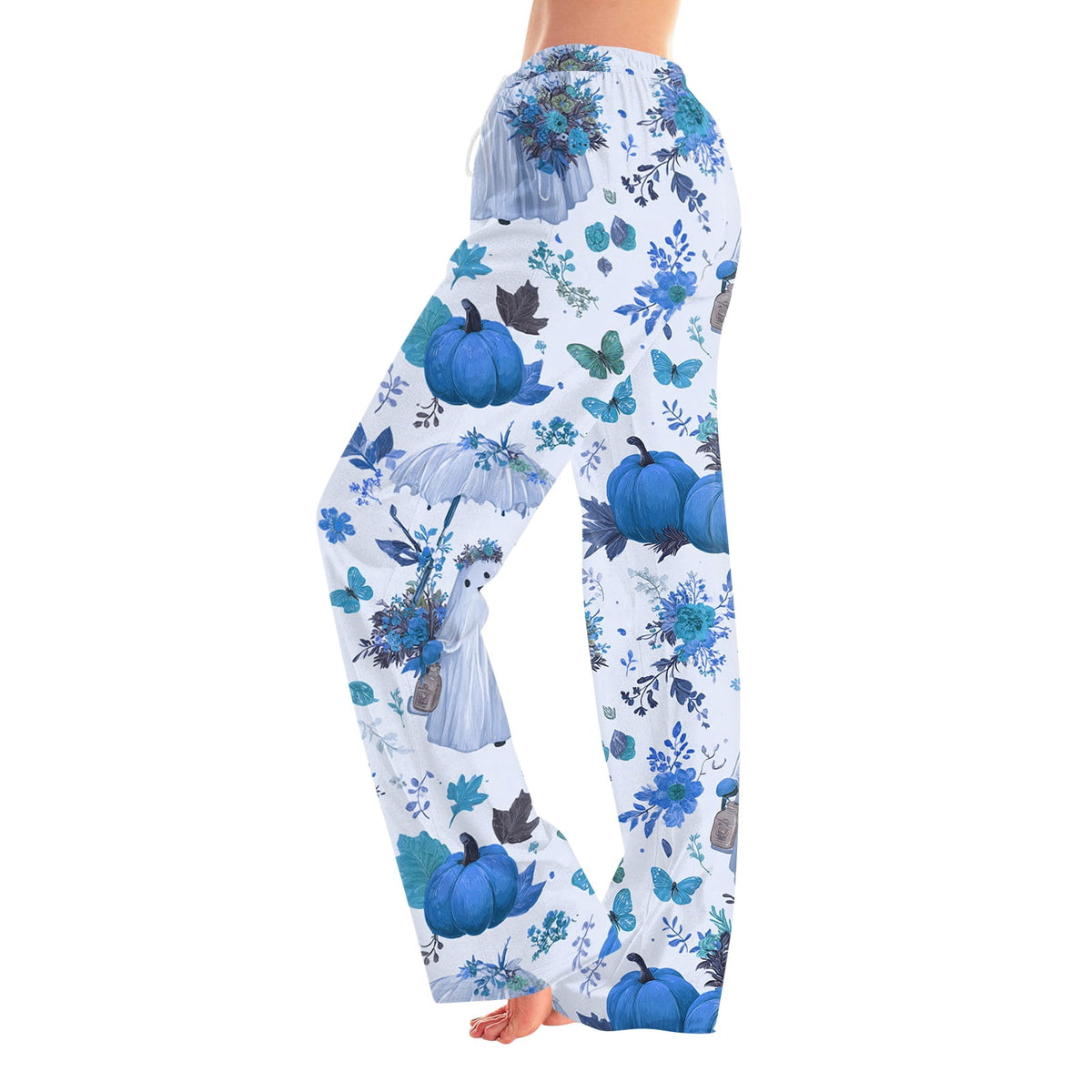 Fabrcox Halloween Womans Pajama Pants Ghost Pumpkin Candy Sleep Pants Women Fall Winter Festival Soft Lounge Pants for Women Khaki S