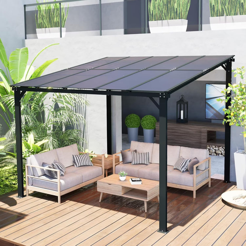 Hardtop Outdoor Pergola Patio Gazebo With Roof, 10x8