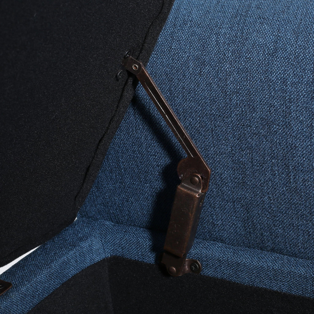 Noble House Amanda Dark Blue Fabric Armed Storage Bench