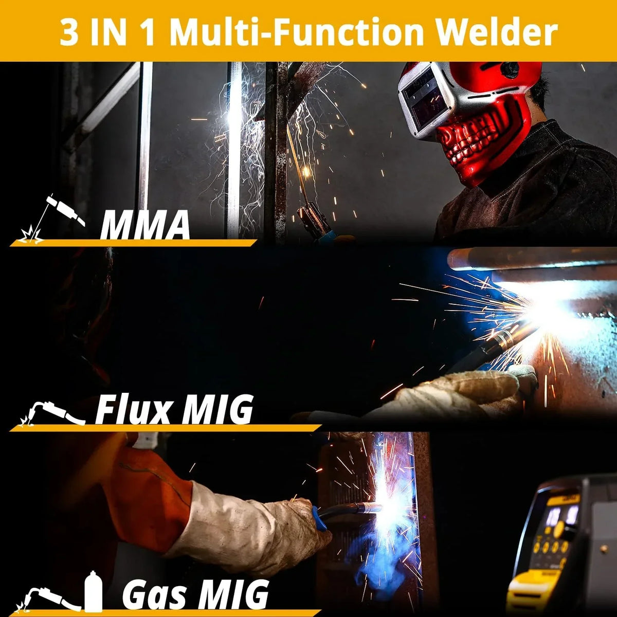 DEKO 135Amp 110V 3-in-1 MIG/MMA Welder - IGBT DC Inverter