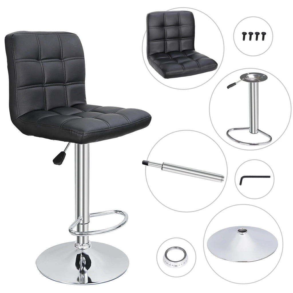 ZENY Bar Stool Set Of 4 With Soft Cushion And Metal Frame - Black