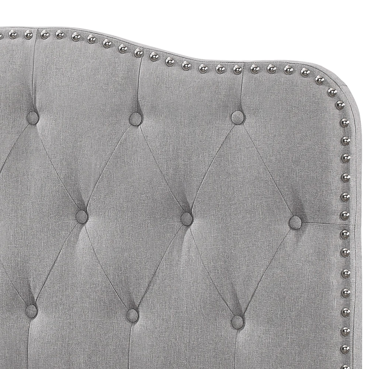 Tufted Gray Linen Headboard for Queen and Full Bed - 65in L x 3in W x 48in H