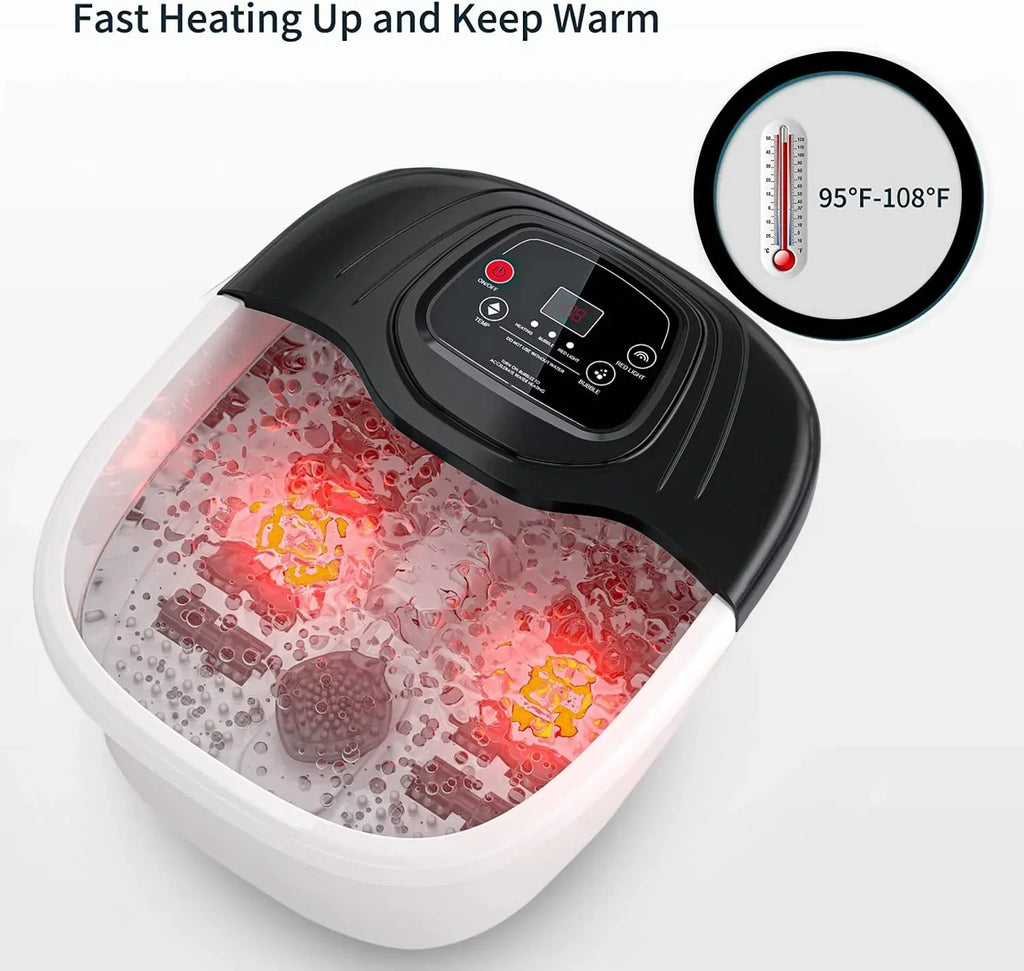 YOZIHAYL Foot Spa Bath Massager With Heat, Bubbles, Vibration, Red Light And 8 Massage Rollers