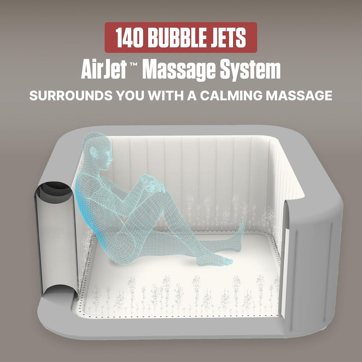 Coleman Square Inflatable Hot Tub, 4 To 6 Person, 140 AirJets, 71 in x 28 in - SaluSpa Hawaii