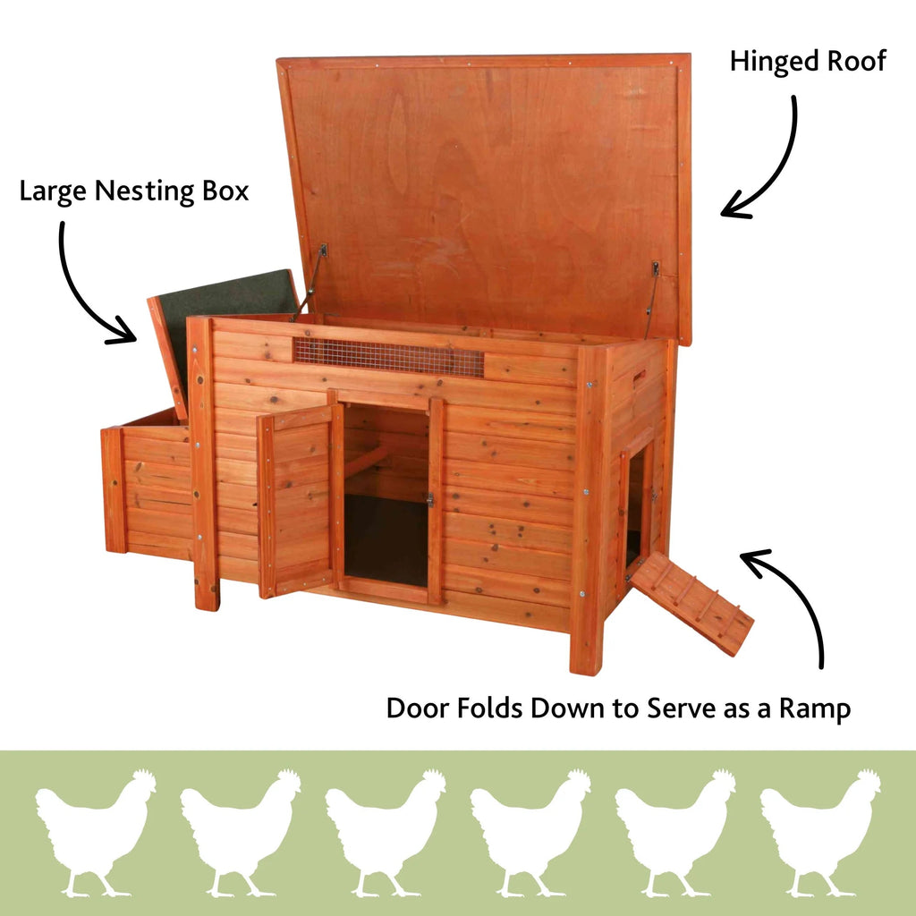 TRIXIE Weatherproof Outdoor Wooden Chicken Coop With 2 Nesting Boxes And Run, Brown