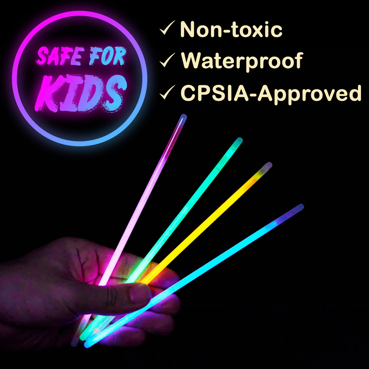 Joyfy 100 Pcs Glow Sticks Bulk, 8" Glow in The Dark Neon Party Supplies, Glow Bracelets and Necklaces Party Pack