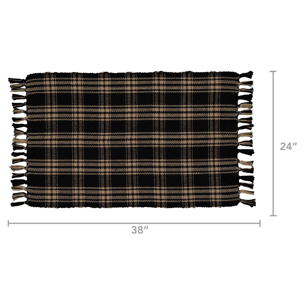 My Texas House Halloween Black Plaid Indoor/Outdoor Layering Rug, 24" x 38"