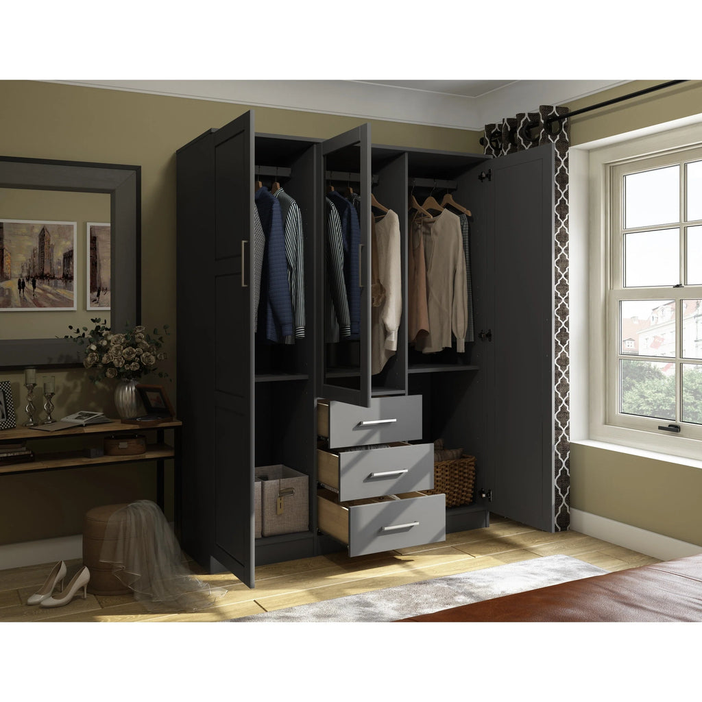Palace Imports Solid Wood 3-Door Wardrobe Armoire, 56 inch - Cosmo