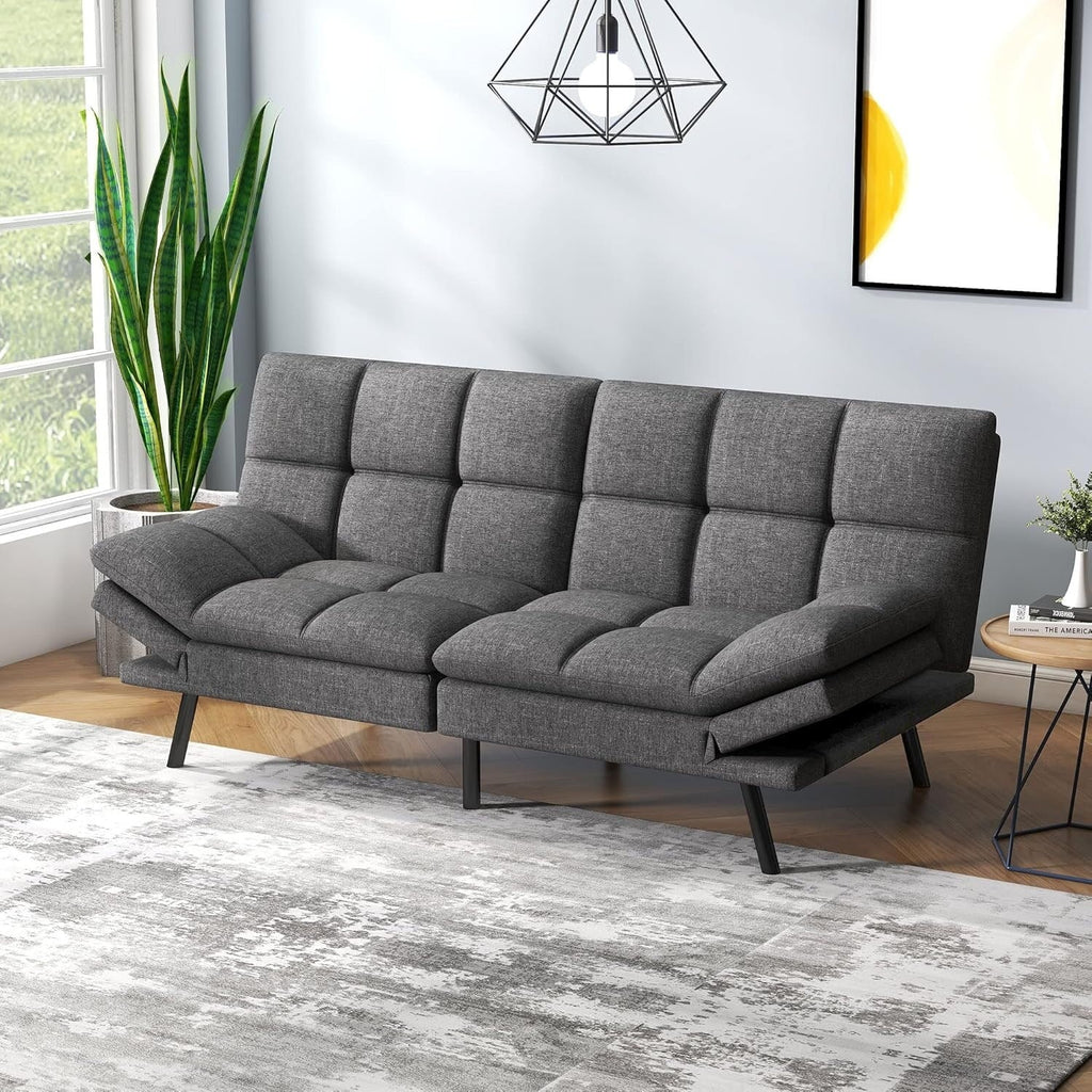 Convertible Futon Sofa Bed With Memory Foam, 71in