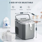 Countertop Ice Maker With Carry Handle, 26 lbs/24 Hrs, 2 Bullet Ice Sizes - Grey