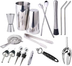 17pc Stainless Steel Cocktail Shaker Set With Bar Tools - 450ml