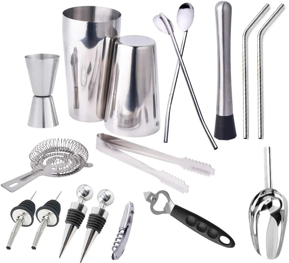 17pc Stainless Steel Cocktail Shaker Set With Bar Tools - 450ml