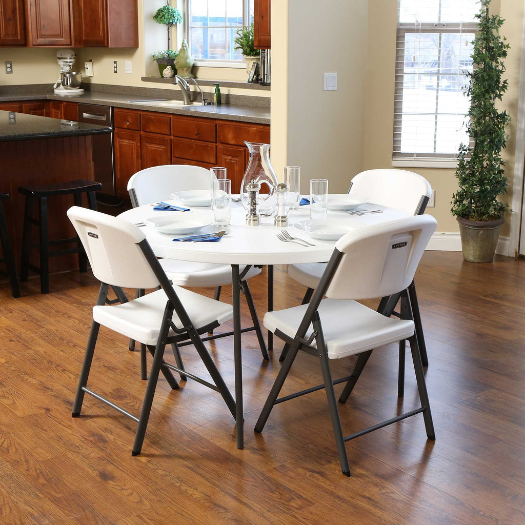 Lifetime 48 inch Round Fold-In-Half Table, White Granite - 280064