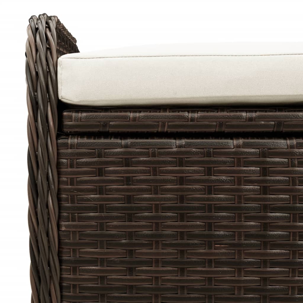 vidaXL Outdoor Poly Rattan Storage Bench With Cushion, Black, 45.3 x 20.1 x 20.5 in