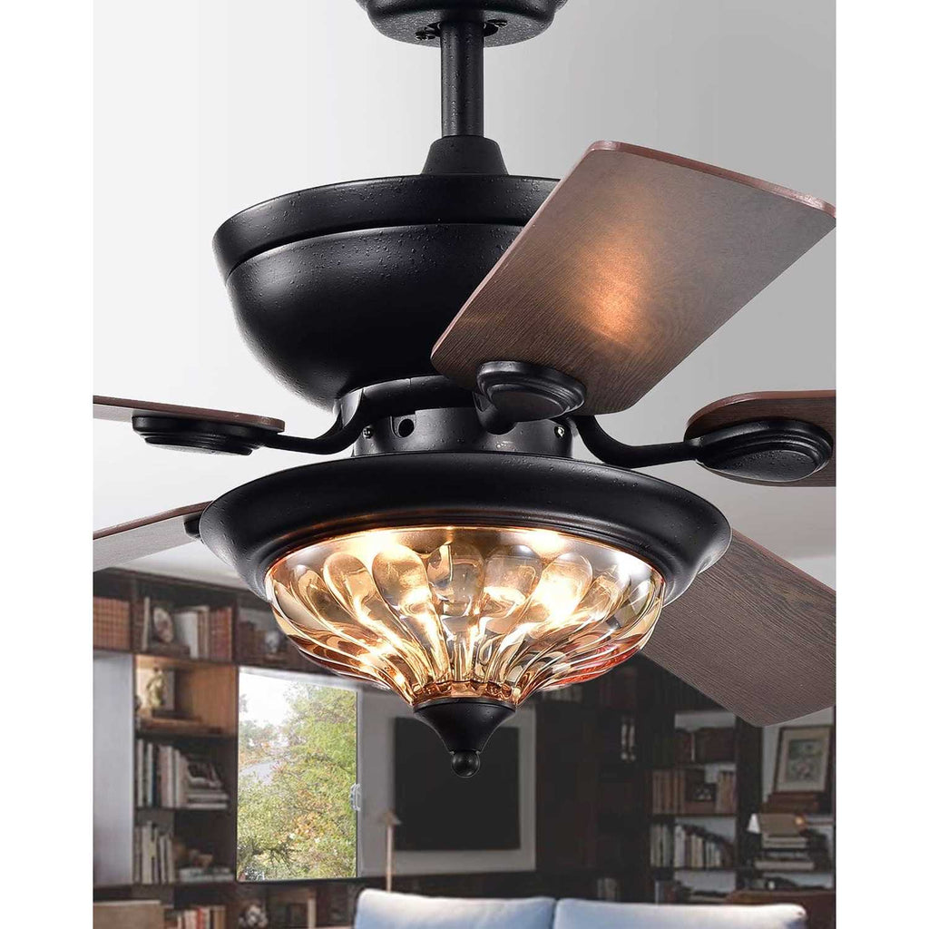 Warehouse Of Tiffany Micago 52 Lighted Ceiling Fan, Forged Black - CFL-8420REMO/FB