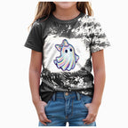 CAUYDY Halloween Ghouls Ghost Retro Girl Kids T-Shirt Graphic Tshirt Little Kids Fall Short Sleeve Tee Tops(Orange, 8-9 Y)
