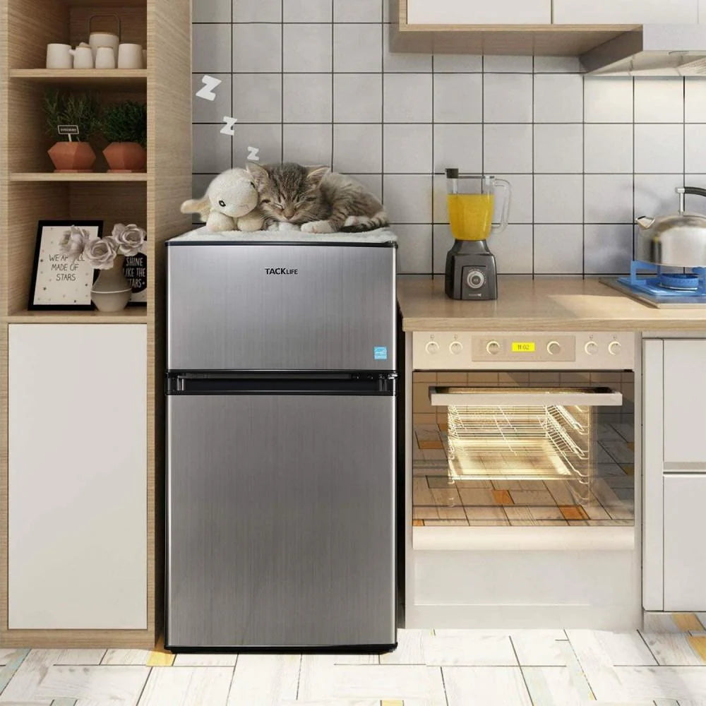 g Mini Fridge With Freezer, 3.1 Cu.Ft, 2 Doors, Stainless Steel - HPVFR310