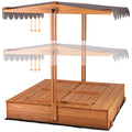 Morgete Outdoor Wooden Sandbox for Kids With Lid and 2 Benches - 47in