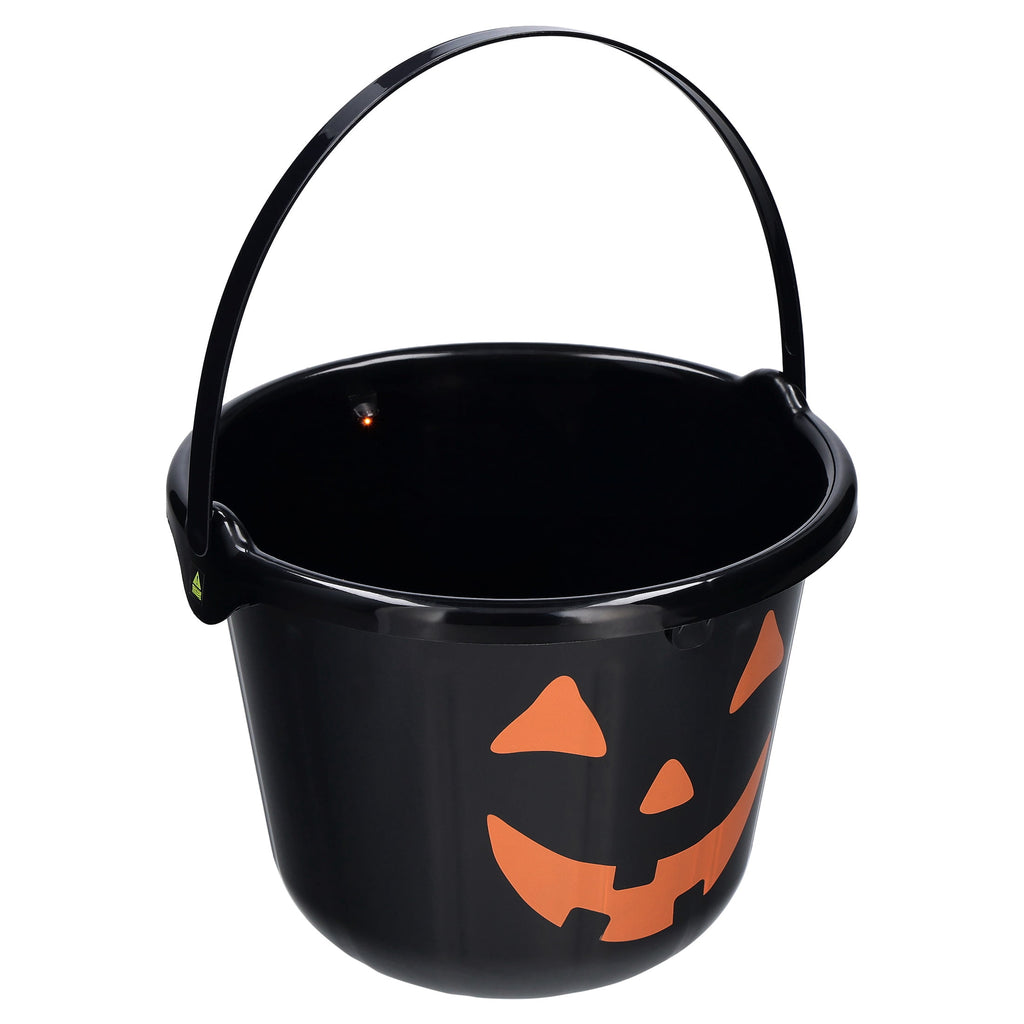 Light-Up Jack-o'-Lantern Trick-or-Treat Bucket, Black, 6.5", Halloween by Way To Celebrate