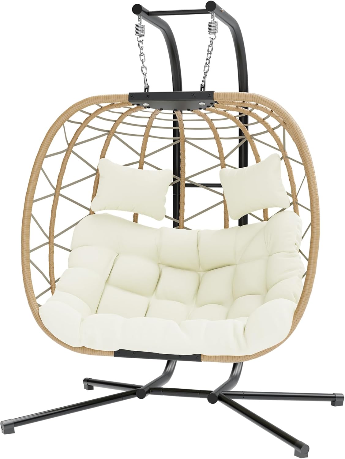 DoubleTT Double Swing Egg Chair With Stand, 2 Person, 550 LBS Capacity