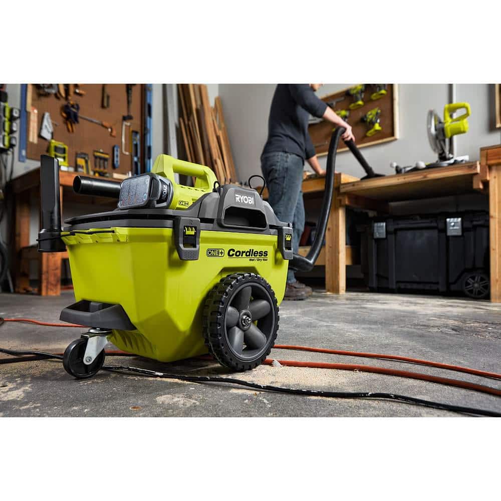 RYOBI ONE+ 18V Cordless 6 Gal Wet/Dry Vacuum Kit With 4.0 Ah Battery And Charger - P770KN