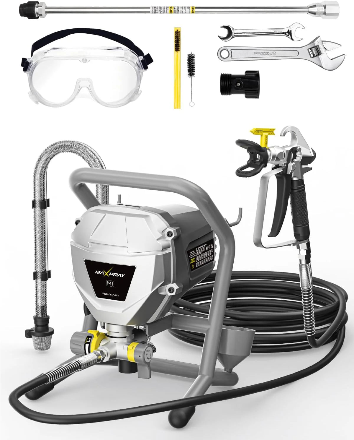 InoKraft Airless Paint Sprayer, Gray, 25-Feet Hose - MaXpray M1 IK01001