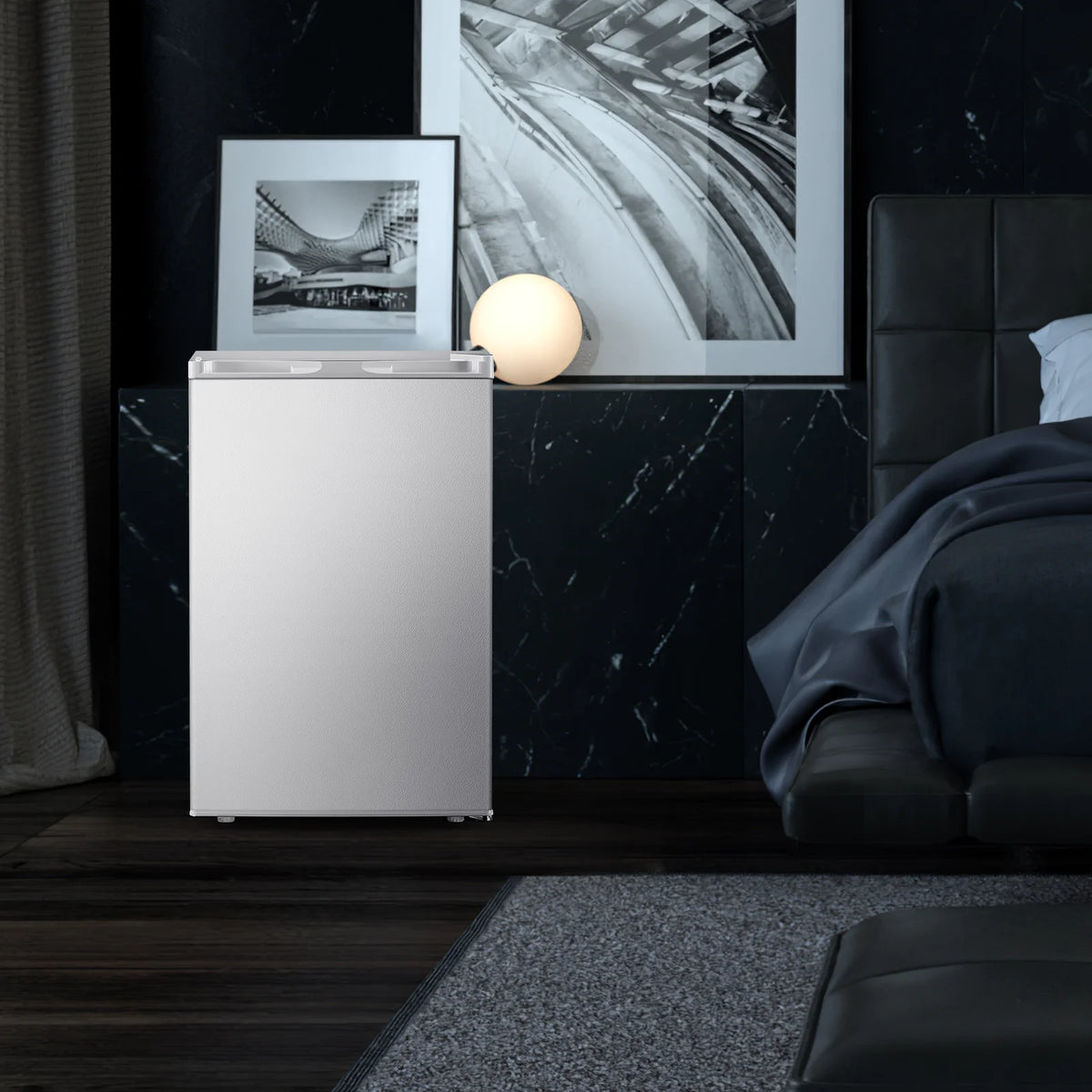 KNDKO 3.2Cu.ft Upright Freezer With Removable Shelves And Adjustable Thermostat - Silver