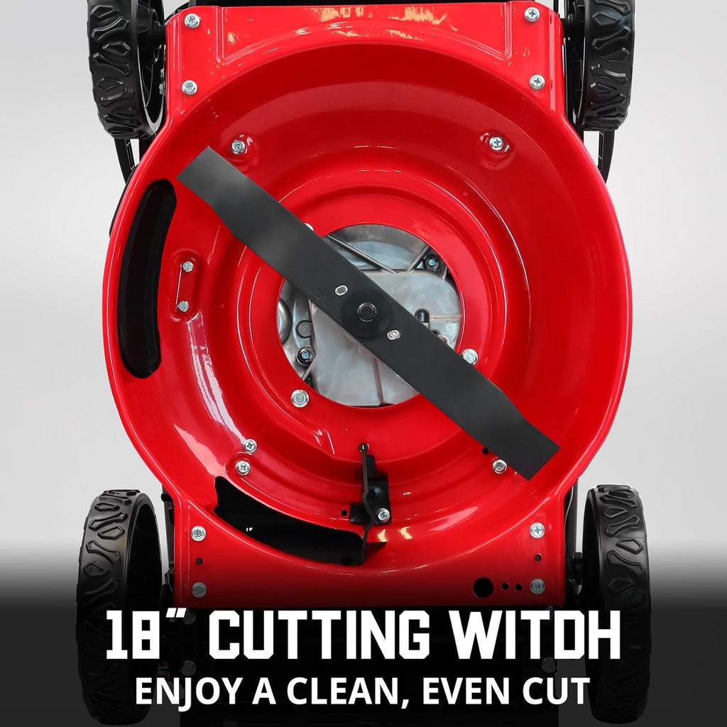 PowerSmart 18 in 144cc OHV 3-In-1 Gas-Powered Walk-Behind Lawn Mower With Mulch Bag