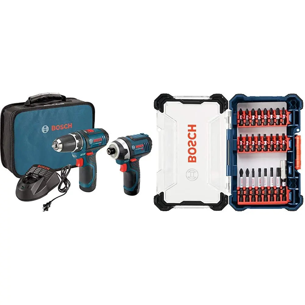 BOSCH 12V Max Cordless Drill/Driver And Impact Driver Combo Kit With 2 Batteries, Charger And Case - CLPK22-120