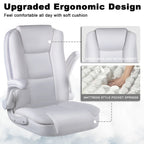 Big And Tall Ergonomic Office Chair, High Back Leather Executive Computer Chair With Padded Flip-Up Arms - 20.87in D x 27.3in W x 47.24in H