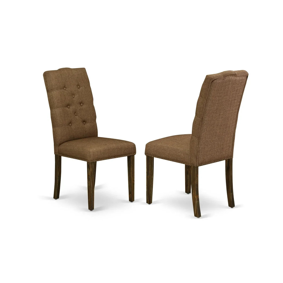 HomeStock 9-Pc Dining Set, 68/92 x 42 x 30 Table, 19 x 25 x 41 Chairs, Brown Beige Linen - Sophisticated Simplicity